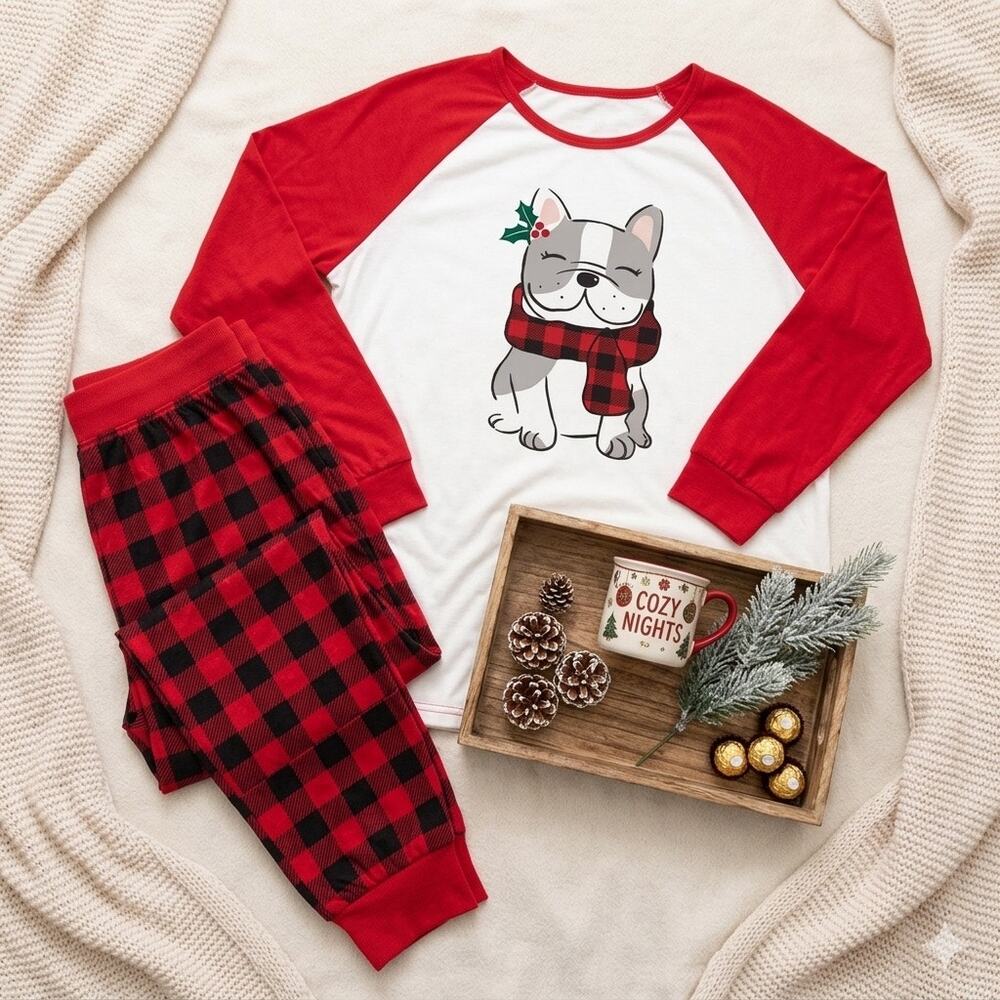 Jammies For Your Families Cuddl Duds Christmas PJs XXL Maternity‎ Frenchie Set